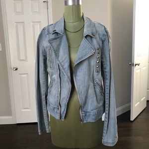 Silence & Noise Denim Moto Jacket distressed UO